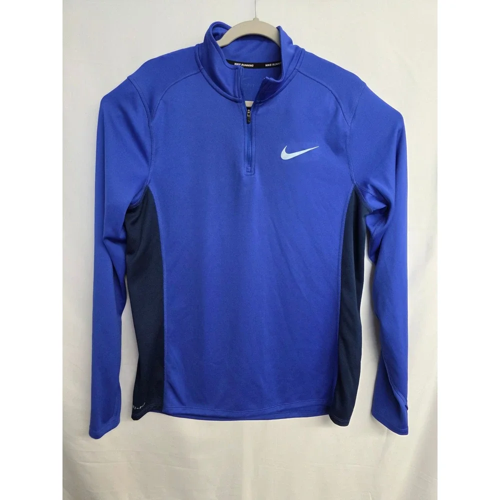 Nike Running Dri-FIT 1/4 Zip Pullover Blue Navy Mens Large 833595-452